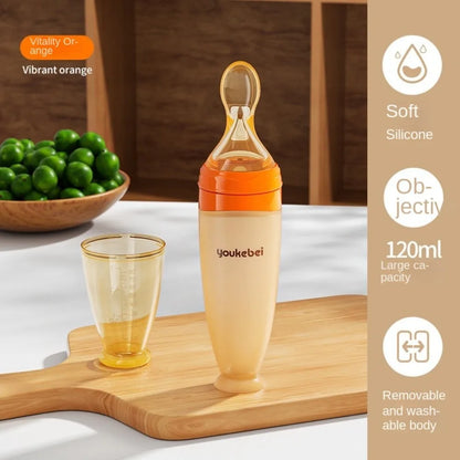 Silicone Baby Squeeze Spoon High Temperature Resistance Squeezing Food Supplement Bottle Convenient Soft Tip