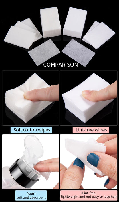 450pcs Lint-Free Nail Polish Remover Wipes Cotton Wipes Manicure Cleaner UV Gel Nail Polish Removal Pads Papers Cleansing Tools