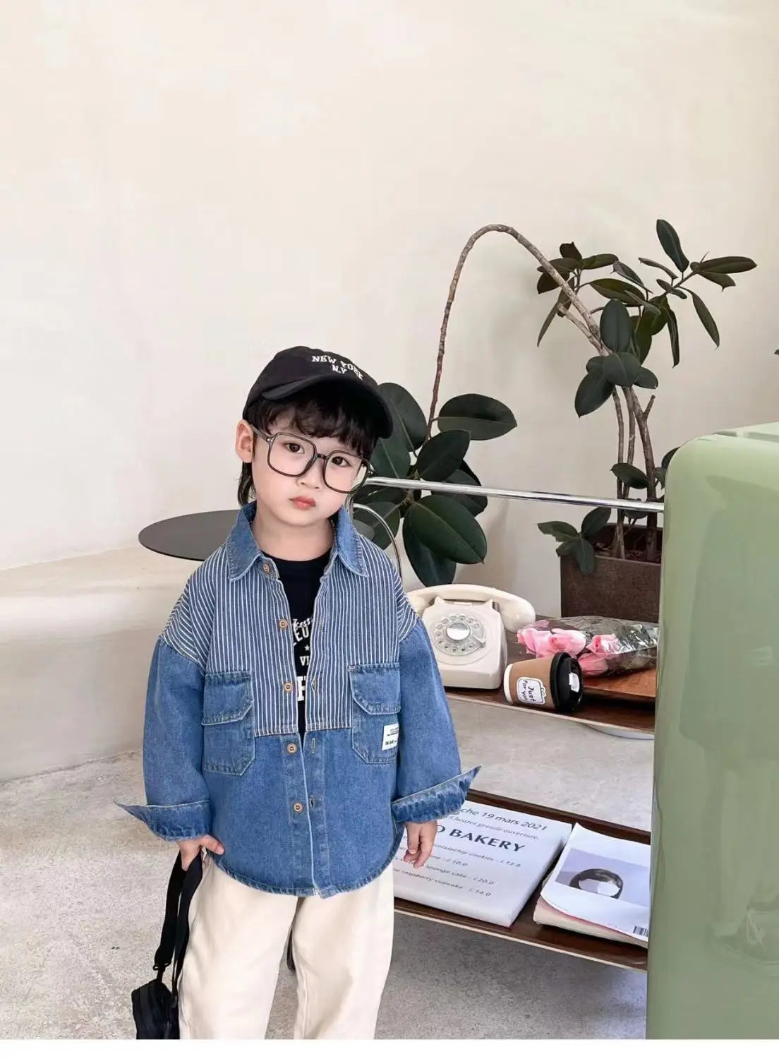 Children's Shirts 2025 Autumn New Boys' Striped Denim Shirt Baby Korean Version Fashionable Tops Jacket