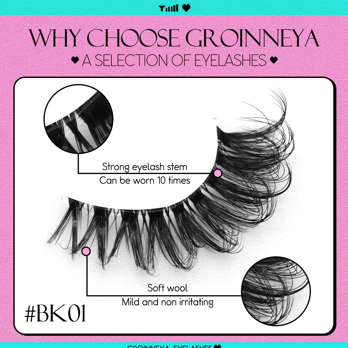 GROINNEYA Lashes 5/7 Pairs Wispy Mink Lashes Invisible Band Eyeashes Look Like Extensions Strip Lashes Natural Look Soft Fluffy