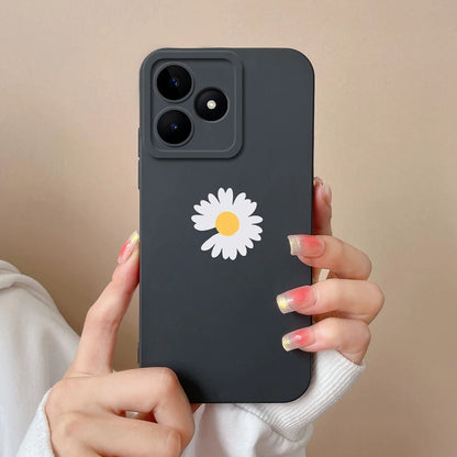 Case For Realme Note 50 Flower Painted Upgrade Lens Protection Soft Back Cover Model RMX3834 Liquid Silicone Phone Protectors