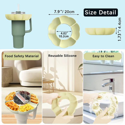 Reusable Silicone Snack Platters for Snack for Stanley Cup 40 Oz Tray Snack Divider Divided Container Food Tray Holder Outdoor