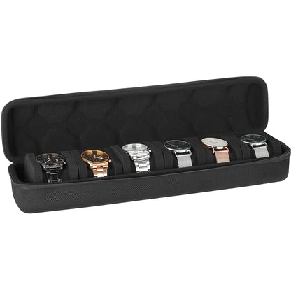 6 Slots Watch Roll Storage Box Portable Watch Travel Case Watch Organizer Watch Display Holder for Wristwatches and Smart Watch