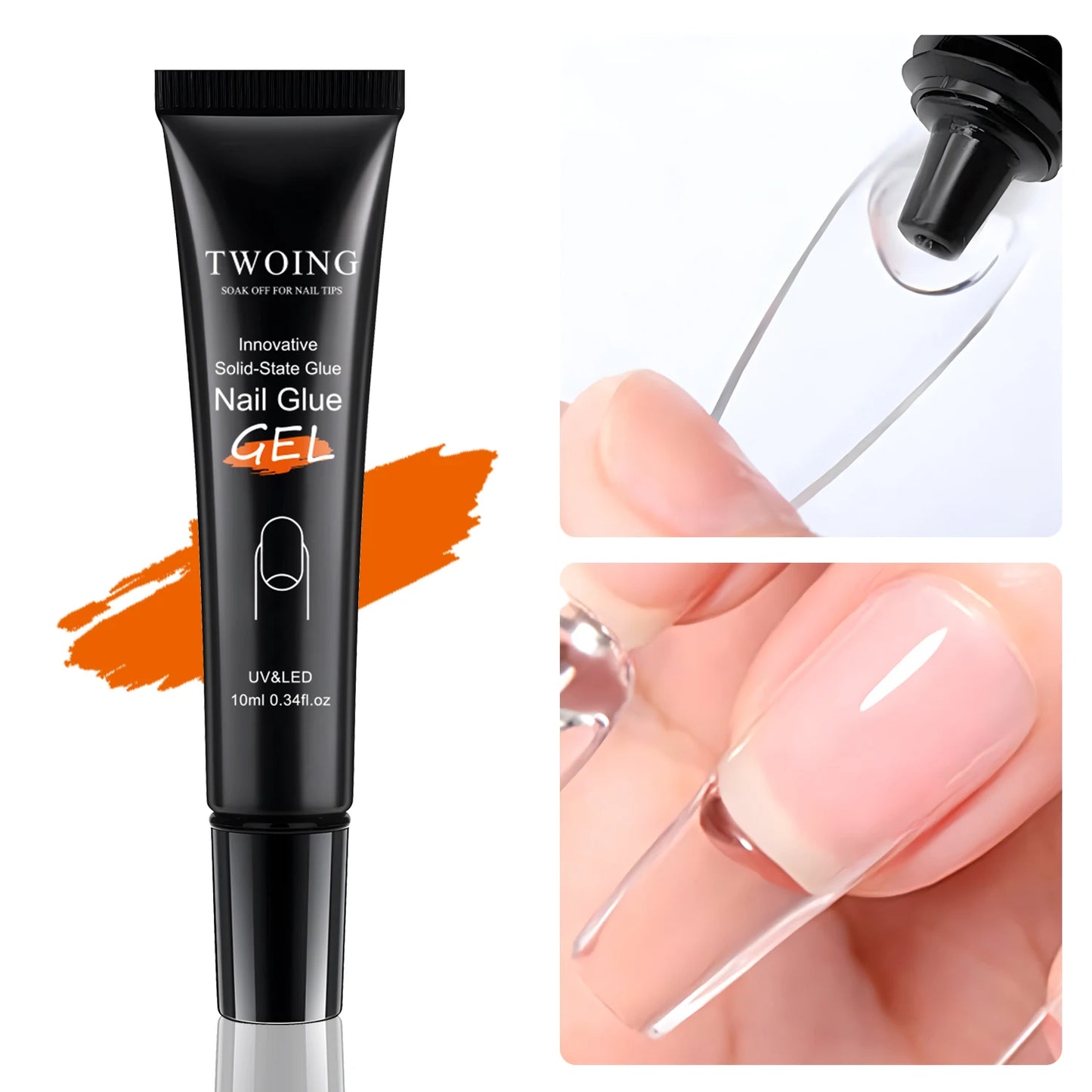 Solid Nail Glue Nail Tips Gel for Press On Nails,Acrylic Nail Gel for Manicure Extension,False Nails Adhesive Glue Long Lasting