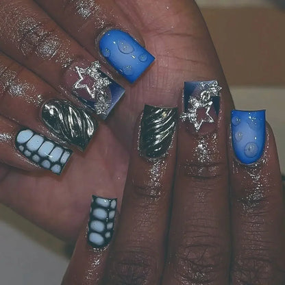 24pcs Press on Nails Short Almond Bowknot Black Press on Nails White Pearl Sweet French Tip Press on Nails Cute Nail Artificial