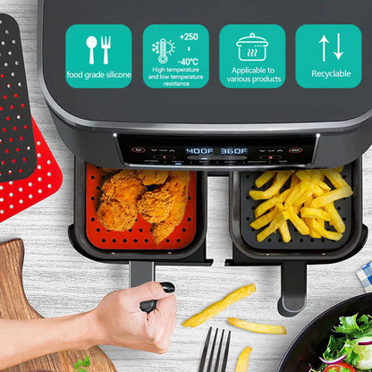 Air Fryer Silicone Mat Reusable Air Fryer Liners Non-Stick Silicone Mats Kitchen Accessories Baking Mat Pastry Tools Bakeware