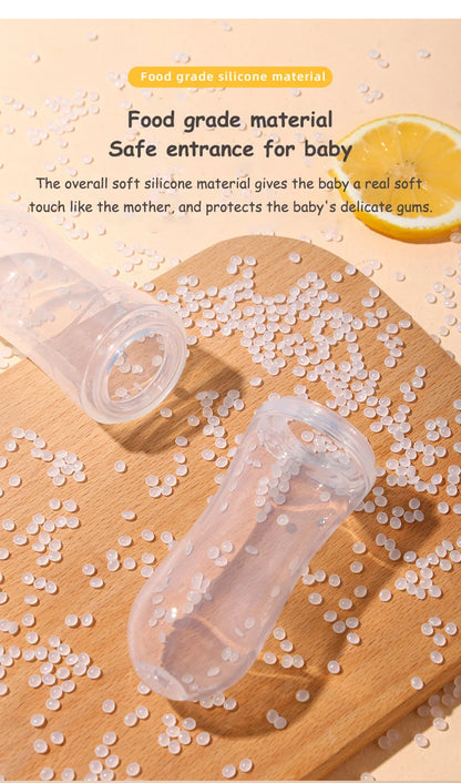 Infant Baby Squeezing Feeding Spoon Baby Silicone Baby Feeding Vegetable Fruit Bottle Baby Dish Scale spoon & hand towel set