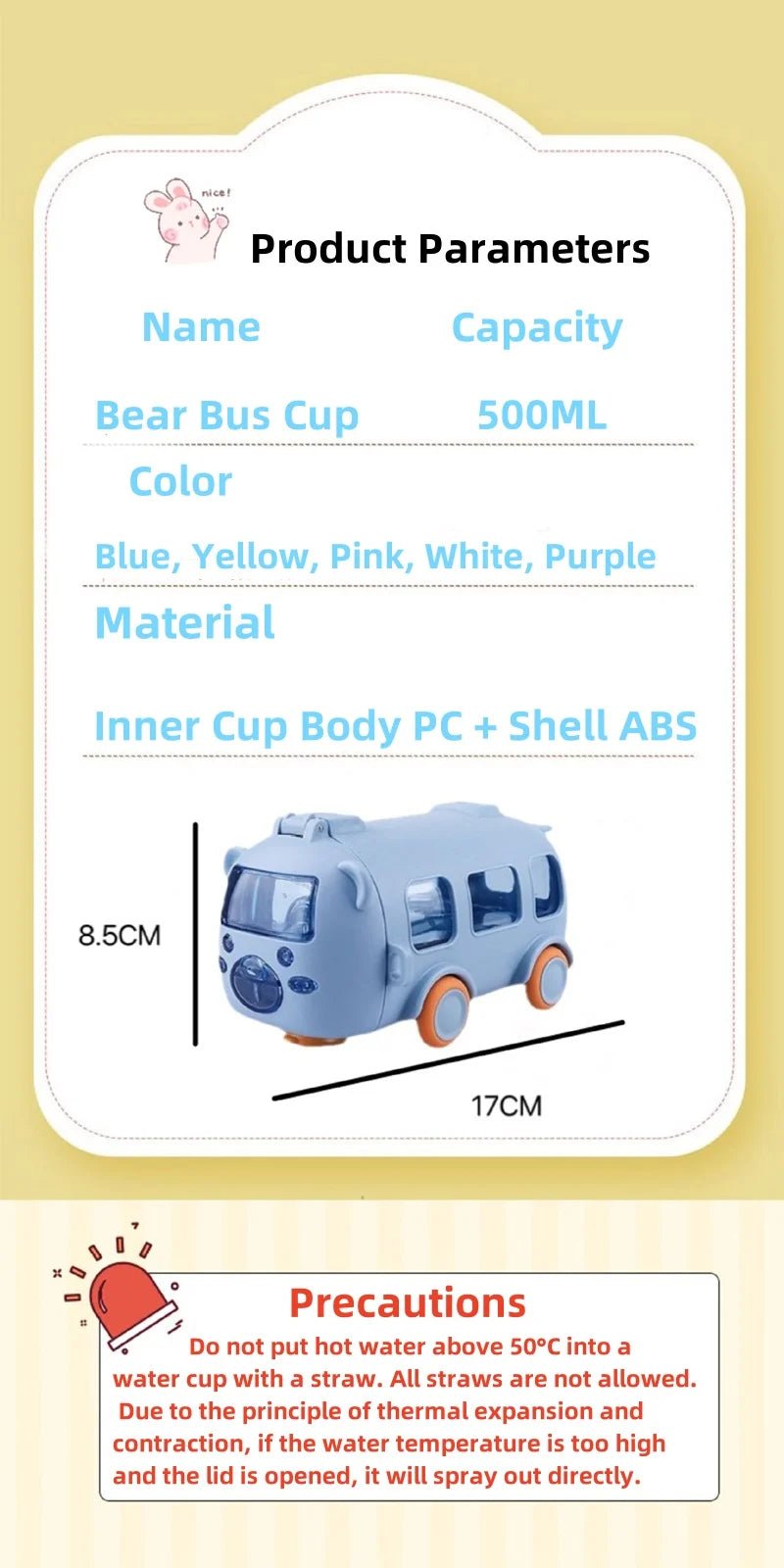 Water Bottle with Straw for Kids, Cartoon Leakproof Water Bottles, Outdoor Portable Drink Bottle, Lovely Cup Bottle for Children