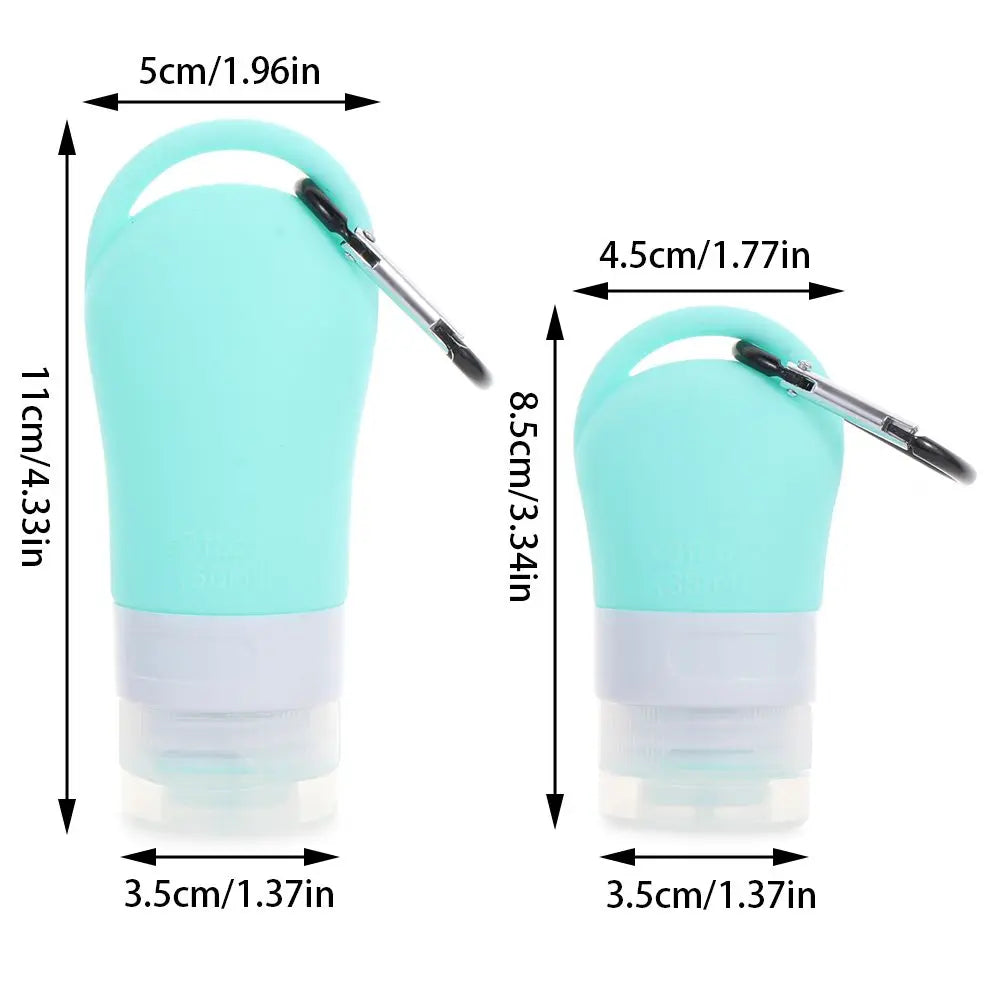 Travel Bottle Leakproof Silicone Refillable Squeezable Travel Tube with Keychain Hook for Cosmetic Toiletry Shampoo