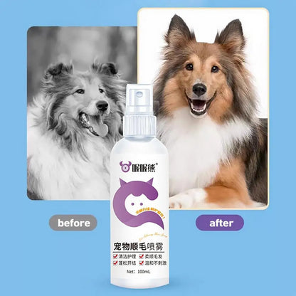 Dog Conditioner Spray 100ml Deodorizing Dog Grooming Spray Anti-Static Ph Balanced Dog Hair Spray Long Lasting Cat Detangler For