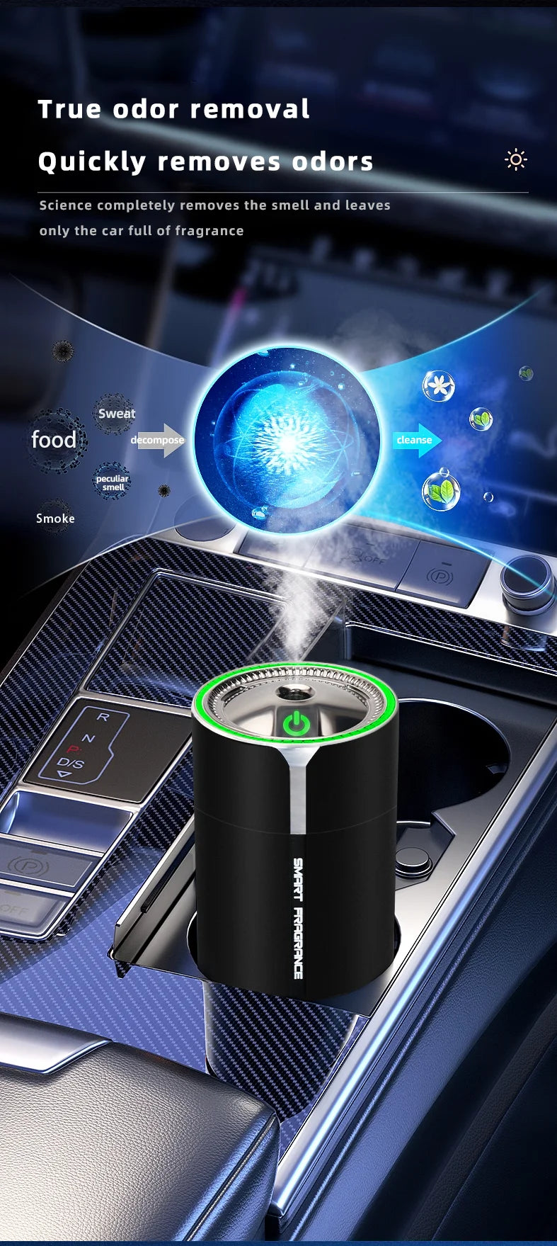 Car Mounted Intelligent Spray Perfume Colorful Ambient Light Aromatherapy Machine Odor Removal High-End Car Interior Accessories
