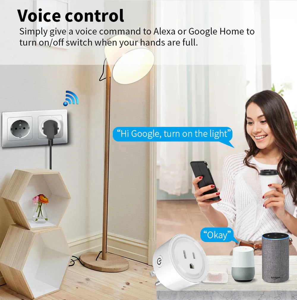 Zigbee 3.0 Smart Socket US Plug 16A With Power Monitoring Timing Function WiFi Outlets Works With Alexa Home Assistant