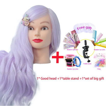 Training head with colorful hair 80cm very long synthetic hair for braiding hairstyle doll Head hairdressing head mannequin