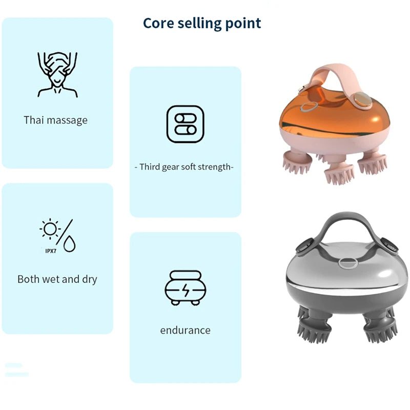 Electric Scalp Massager Rechargeable Head Massager Scalp Stress Relax Waterproof Handheld Hair Scalp Scratcher A Easy To Use