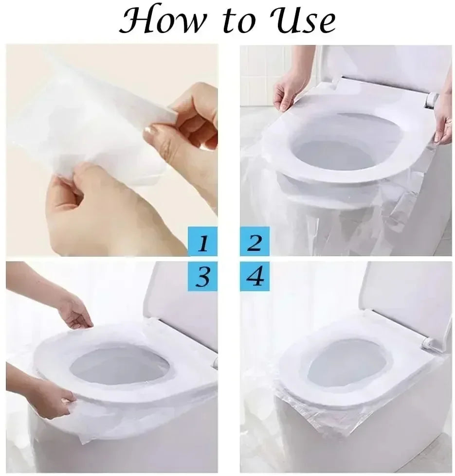 10/50PCS Biodegradable Disposable Plastic Toilet Seat Cover Portable Safety Travel Bathroom Toilet Paper Pad Bathroom Accessory