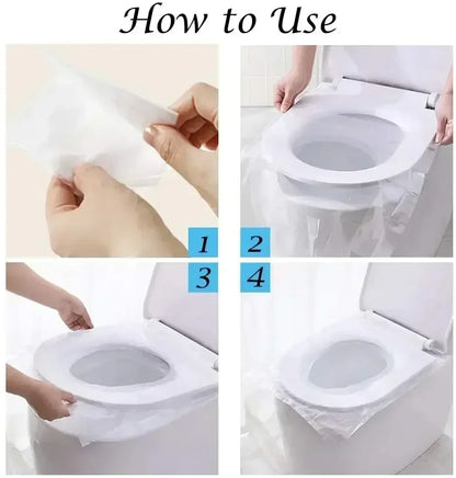 10/50PCS Biodegradable Disposable Plastic Toilet Seat Cover Portable Safety Travel Bathroom Toilet Paper Pad Bathroom Accessory