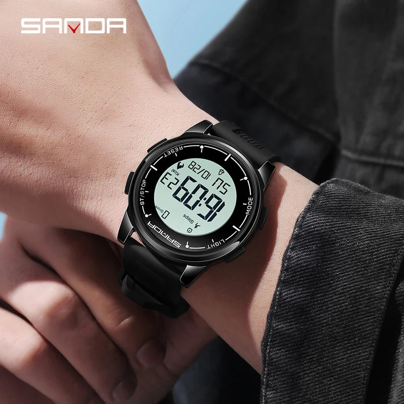 SANDA 9064 Student Sports Quartz LED Electronic Watch Calorimeter Step Electronic Watch Sleep Monitoring Smart Electronic Watch