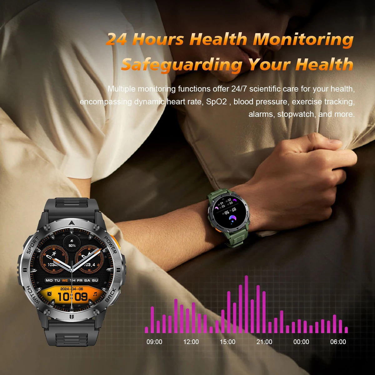 New Military Sports GPS Smart watch AMOLED HD IP68 outdoor NFC Sport Watch Fitness tracker Health monitor BT call LED flashlight