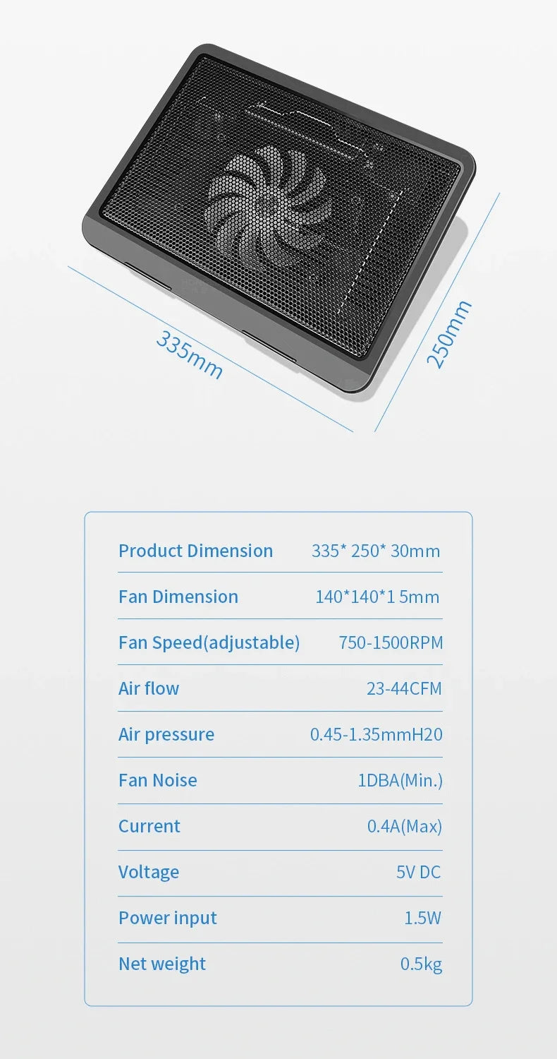 Laptop Universal Strong Winds Mute Cooling Base Tablets Laptop Cooling Pad 14 Inch Large Fan Radiator Laptop Stand Notebook