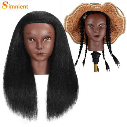 18 Inch Headdoll Mannequin Head 100% Real Human Hair for Cosmetology Manikin Doll Head Hairdresser Hairstylist Training Practice