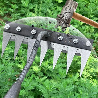 5/6/7/8 Teeth Agricultural Rake Soil Loosening Weeding Tool Manganese Steel Garden Weeding Rake Multi-use Agricultural Straw Hoe