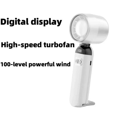 Mini fan, Strong wind portable, rechargeable outdoor mini fan, USB-powered, digital display for outdoor camping trips