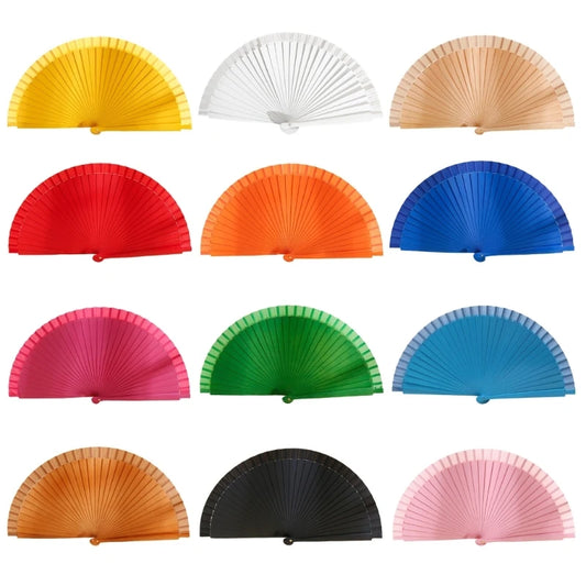 Elegant Fan Fashionable Classical Vintage Wooden Hand Fan Spanish Solid Color Folding Fan for Weddings and Dance Parties