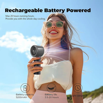 HandFan High Speed Handheld Cooling Fan Portable Mini Hand Fan 120 Speeds Adjustable Digital Display for Travel Beach Outdoors