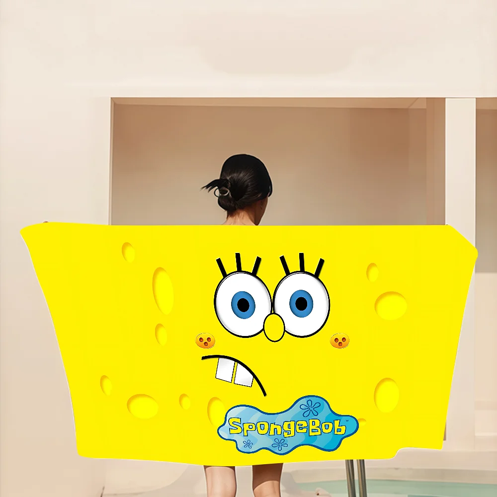 S-SpongeBobs Cartoon Beach Towels Shower Towel Sauna Travel Spa Microfiber Quick Dry Gym Accessories Cute Room Decor
