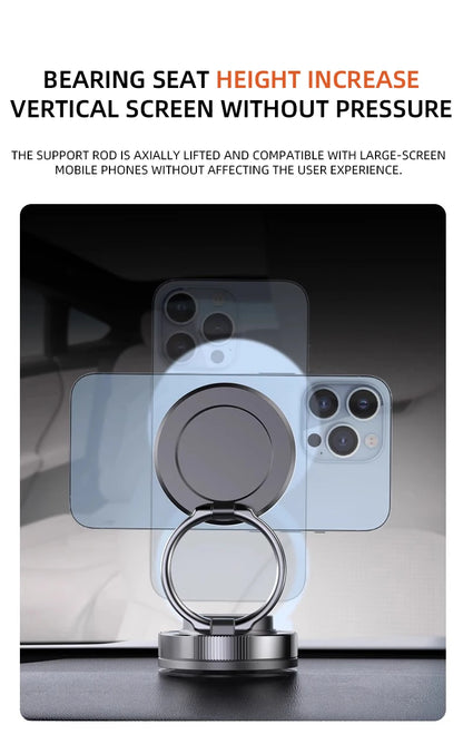 Foldable Car Phone Mount Dashboard Phone Bracket Ultra Magnetic Phone Holder 360 Degree Rotation Vacuum Suction Cup GPS Stand
