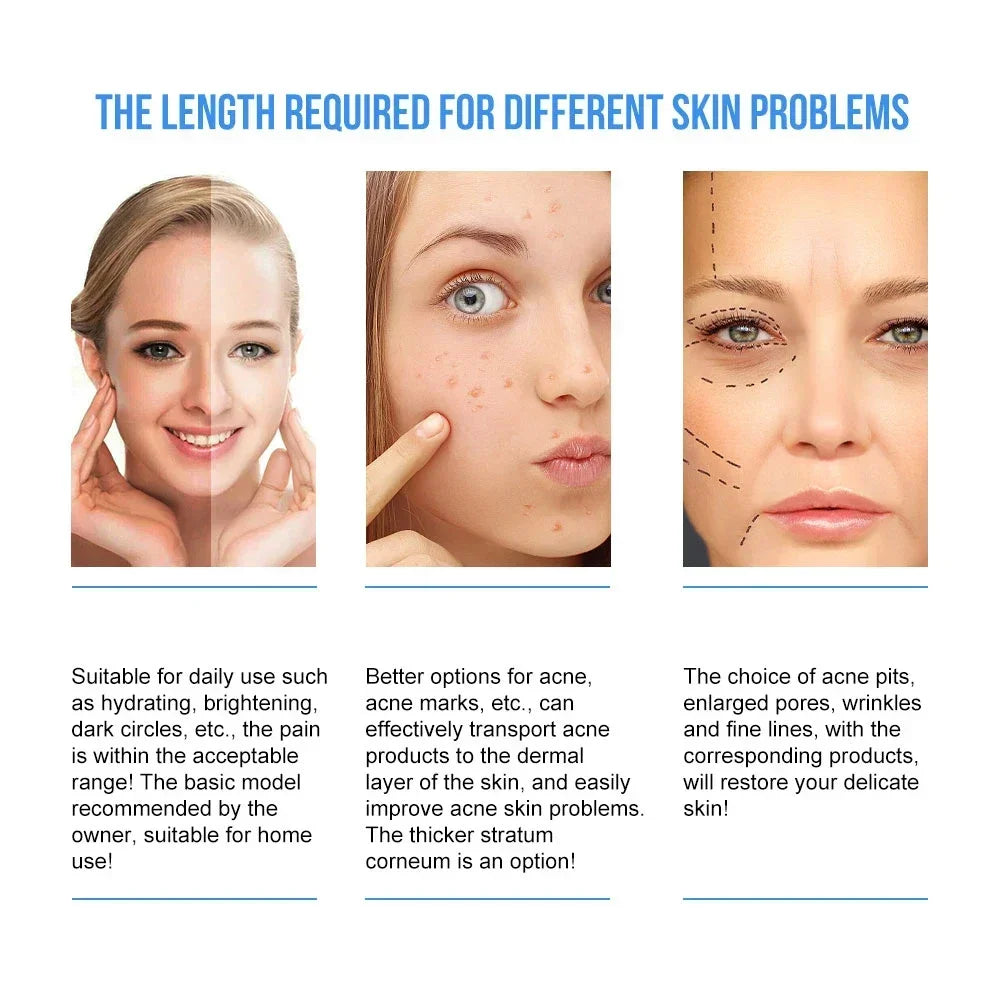 140A Derma Stamp Microneedling Face Roller Massager Adjustable Titanium Needle Length Skincare Beard Growth Scalp Hair