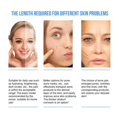 140A Derma Stamp Microneedling Face Roller Massager Adjustable Titanium Needle Length Skincare Beard Growth Scalp Hair