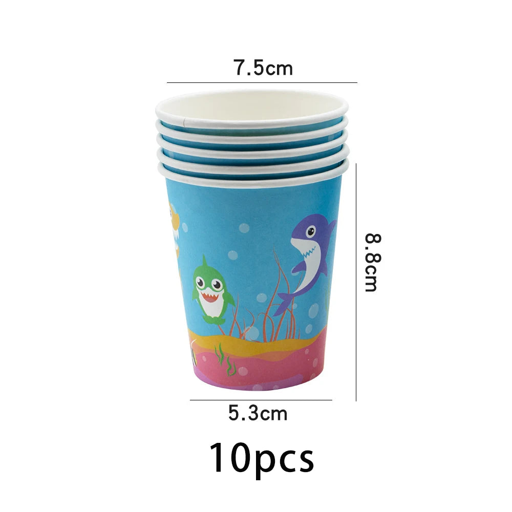 Shark Birthday Party Disposable Tableware Tablecloth Party Supplies Boys Girls Baby Shower Party Dressing