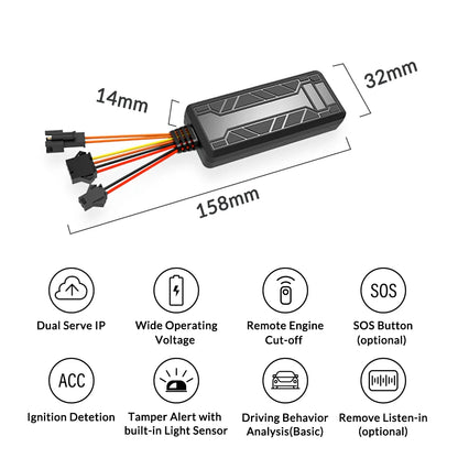 GPS Tracker Vehicle GPS Tracking Device for Car Motorcycle Mini GPS GSM ACC Alerts with Free Real Time Tracking APP with Relay