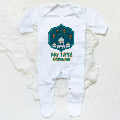 My First Ramadan Baby Babygrow Sleepsuit Long Sleeve Infant Boy Girl Sleepsuit Print Crew Neck Romper 1st Ramadan Babys Clothes