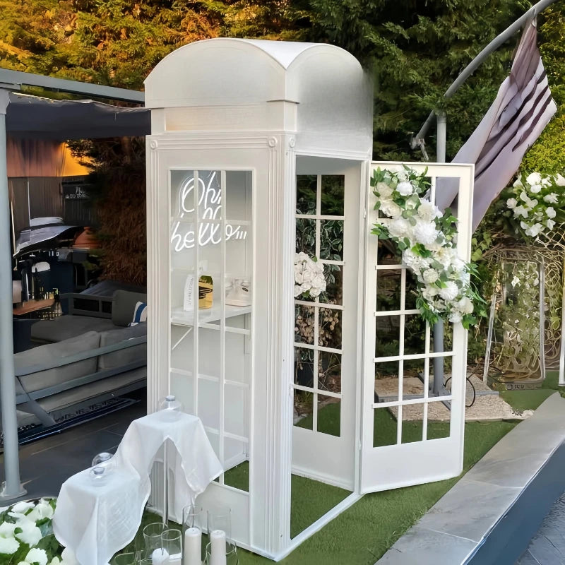 White Phone Booth with Audio Guestbook Phone London Wedding Telephone Booth for Wedding Events Decoration