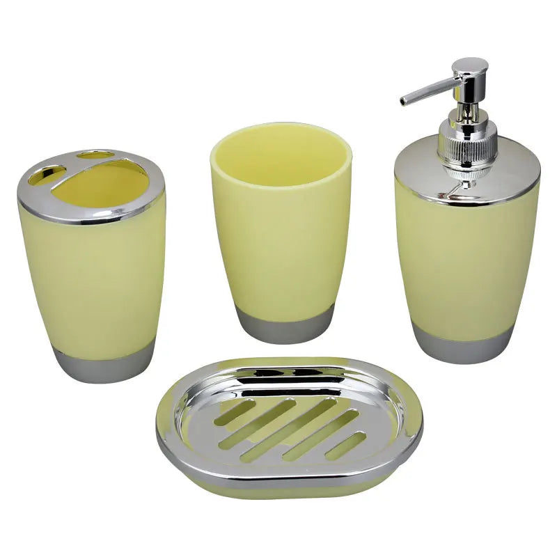 Plastic Bamboo Plastic Combination Bathroom Set, Toilet Accessories, Imitation Resin, 1 Set, 4 Piece Set
