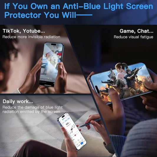 5pcs Anti-blue Light Mobile Phone Protective Film for iPhone 17/16e/16ProMax/15/13/12/11/XS/XR Durable Screen Protector