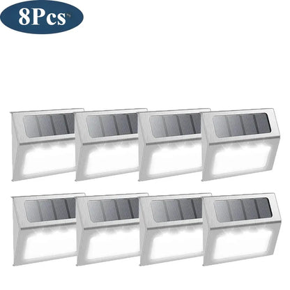 3LED Step Light Stainless Steel Solar Fence Lights Waterproof Outdoor LED Wall Lamps Deck Lights For Stair Garden Fence Patio