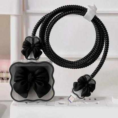 3D Bow Charger Cable Protector Cover For iPhone 20W 18W Charger Protector Storage Bag Case Cover Management Wire Cord Organizers