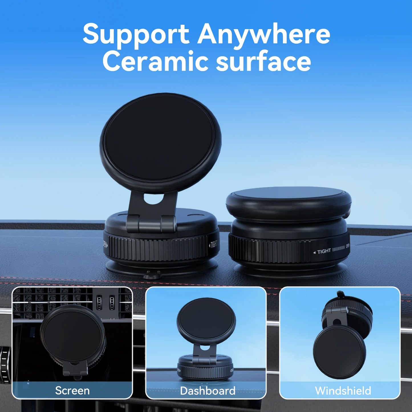 Foldable Magnetic Vacuum Phone Holder, Car Phone Holder Mount, Dashboard Magnetic Phone Holder, for Car, Mirror, Gym, Kitchen