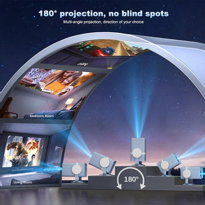 DESS Portable Dual-Band WiFi6 Bluetooth 5.0 Android 13 Smart Projector Suitable for Home Theater Video Power Bank Power Supply