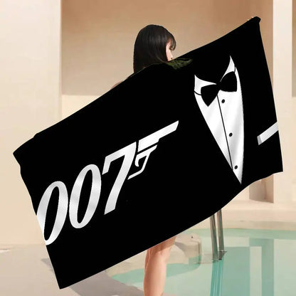 British Legend J-James B-Bond 007 Cartoon Beach Towel Cute Kawaii Room Decor Bath Girls Children Hand Towels For Bathroom Shower