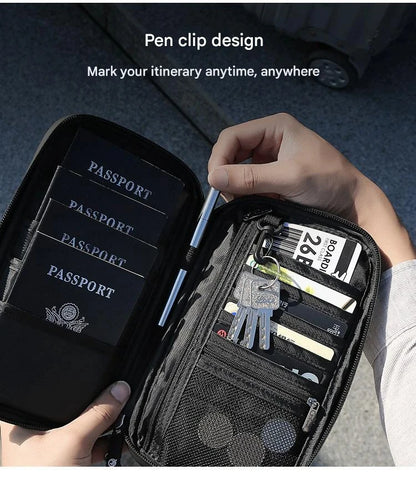 Travel Passport Wallet Organizer Bag with Card Holder Document Case for Family Crossbody Ticket Cash Storage Bag for Abroad Trip