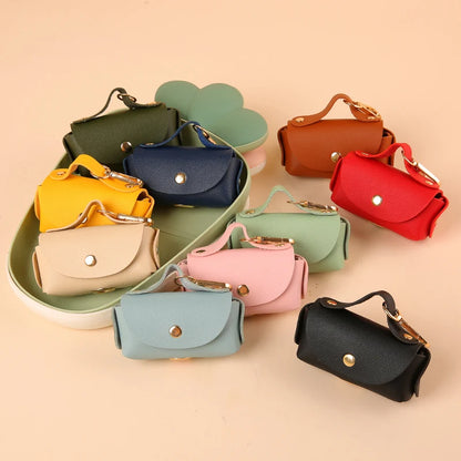 Portable Dog Waste Bag Dispenser With Leather Clip - Durable Polyester