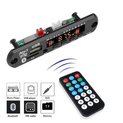 Bluetooth 5.0 Car Kit Wireless MP3 Decoder Board Audio 9V-12V WMA Car Music Player Module Lossless Audio USB AUX TF Radio