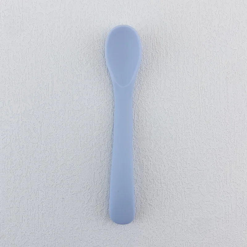 Baby Soft Silicone Spoon Food-grade Silicone Children's Supplementary Feeding Training Spoon Long-handle Silicone Feeding Spoon
