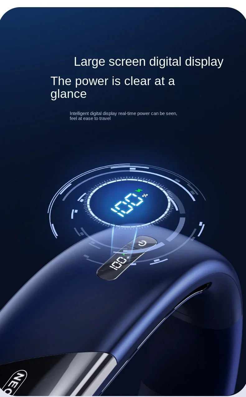 10000mAh Portable Neck Fan Mini Bladeless Silent Neckband Fan USB Rechargeable 3 Speeds Mute Wireless Electric Neck Cooler Fans