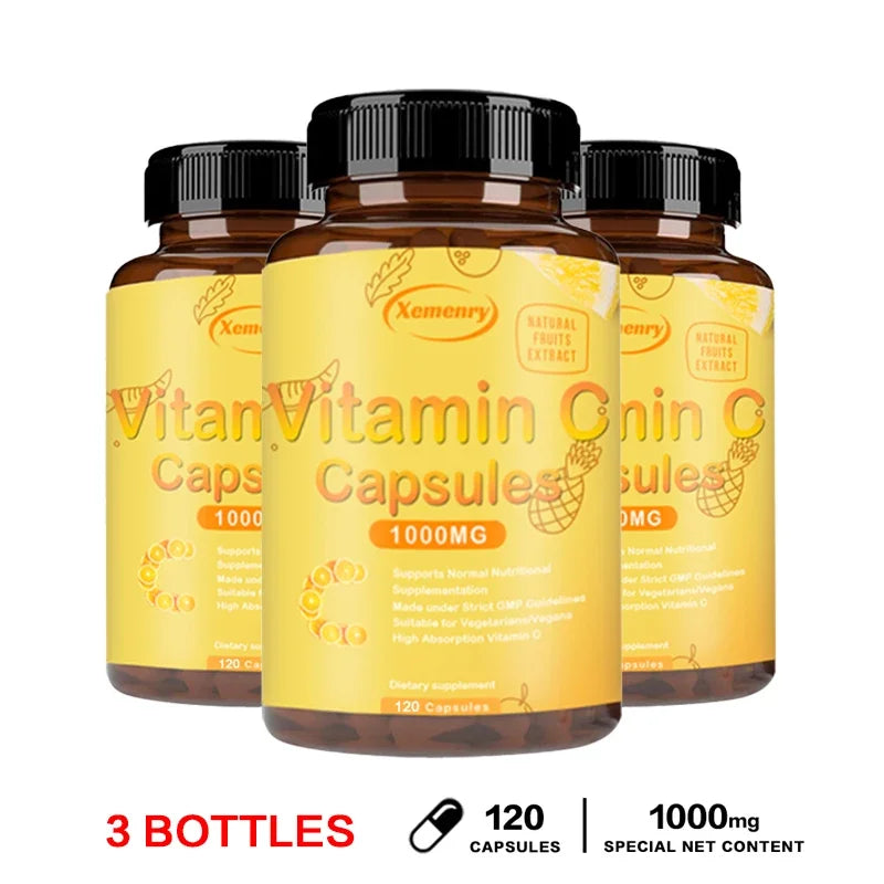 Vitamin C Capsules 1000mg - Supports Dental and Skin Health, Improves Immunity, Prevents Cancer, Antioxidant