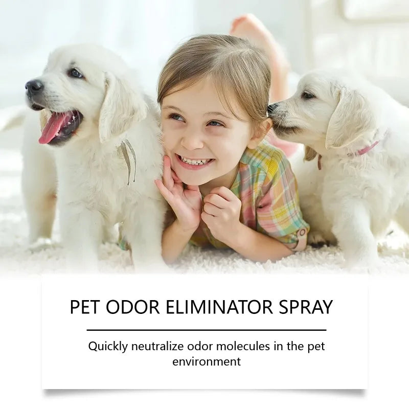 Long Lasting Pet Odor Eliminator Spray Destroys Urine Odors for Cats Dogs Scent Retention Formula Freshens Litter Boxes Beds
